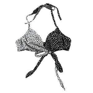 Victoria's Secret Swim Suit Bikini Size 32B Top Black White Dots Underwire Retro